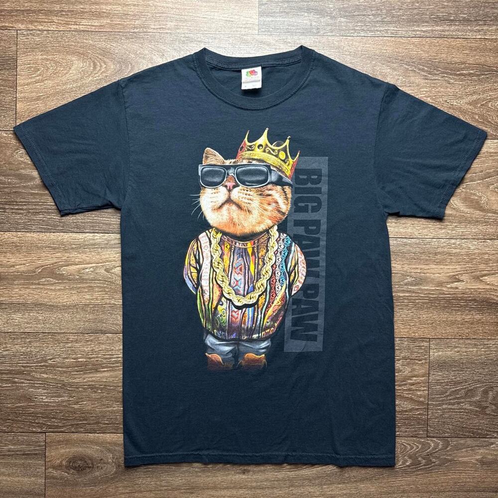 Black DOM Big Paw Paw Notorious Big Rap Cat Graphic Tee